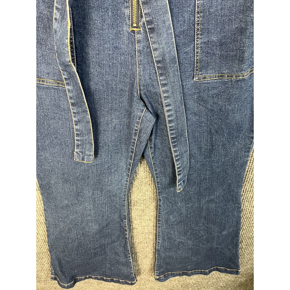 Ava & Viv Denim Jumpsuit Womens Plus 18 Blue Flare Leg Boho Hippie Western - Picture 4 of 10